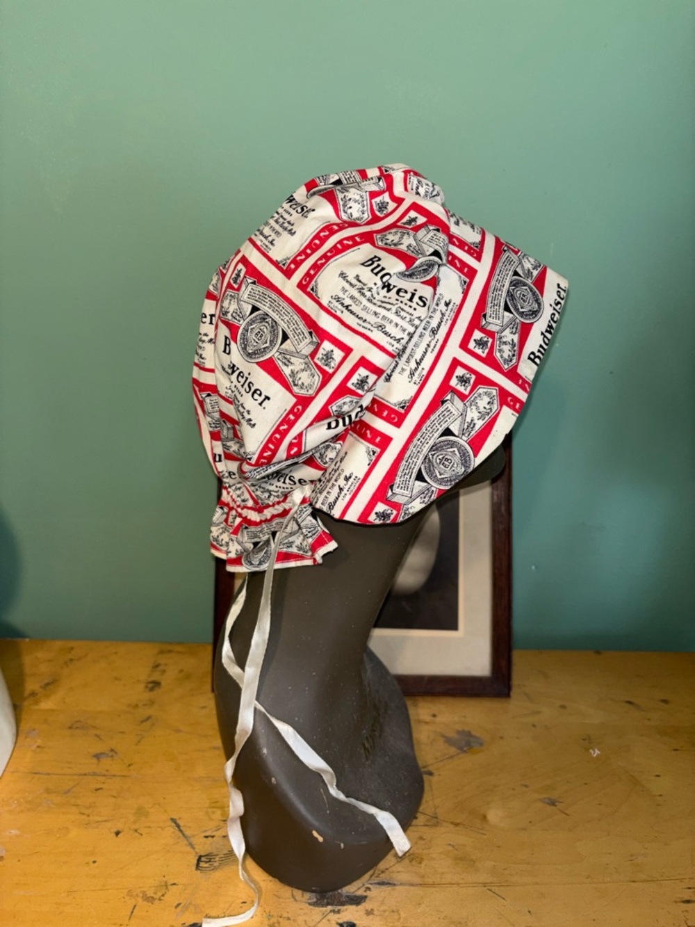 Vintage Budweiser Red, White & Black Logo Bonnet